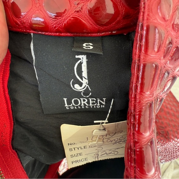 Designer J Loren Collection Off the Shoulder Red Croc Dress Size S - Picture 9 of 9